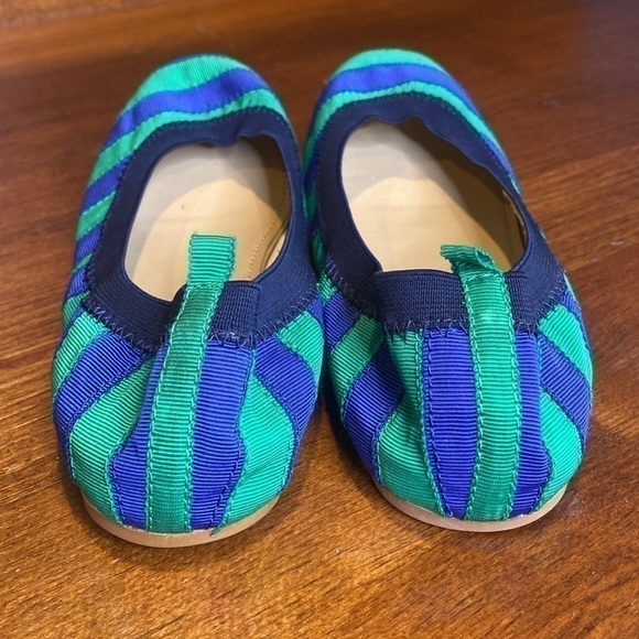 JCrew “crew cuts” green/blue stripe ballet flats 65875 Sz 4 NWOB - Picture 5 of 11